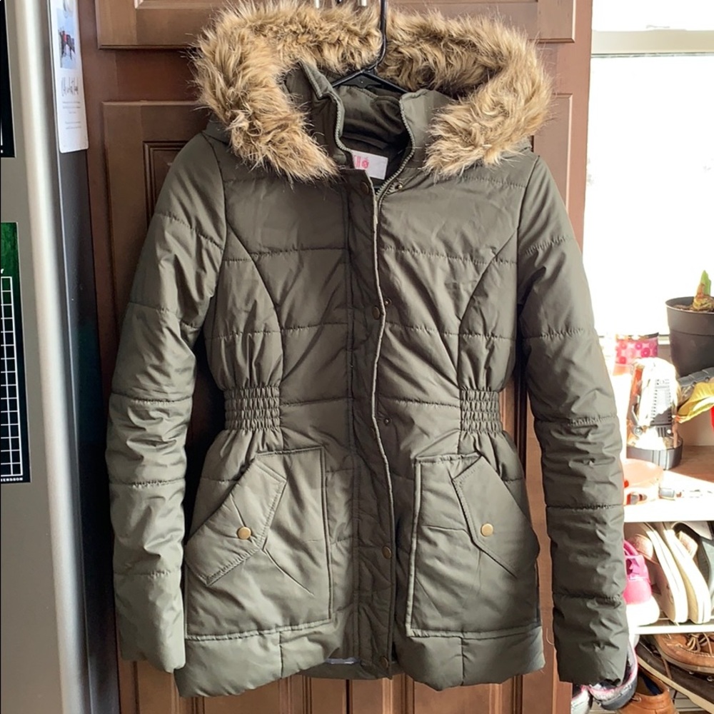 Olive green winter coat